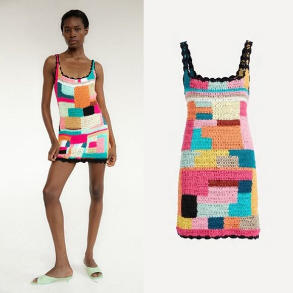 tach meryl crochet dress NWT Tach Meryl Crochet Mini Dress Size L Z78-32